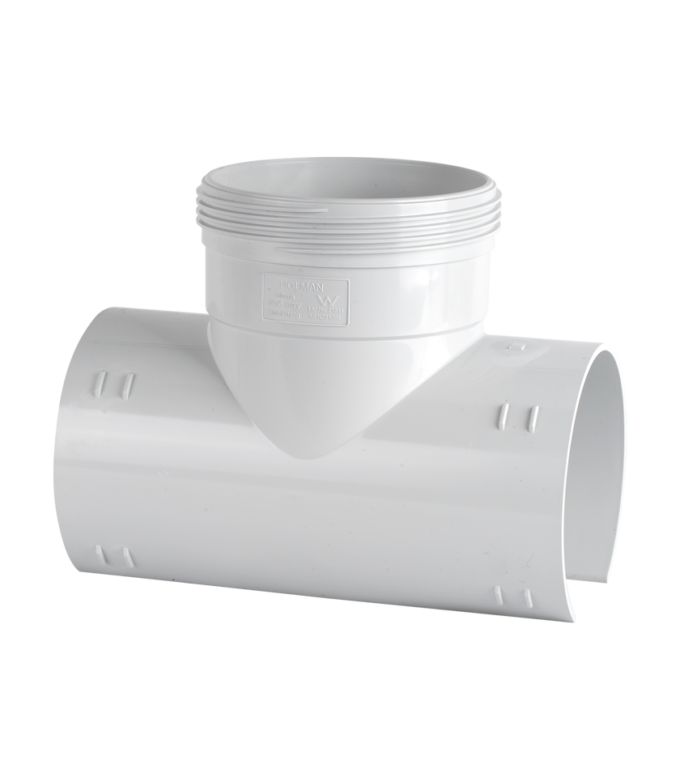 DWV PVC SNAP TEE 100mm W THREADED CAP Holman Plumbing